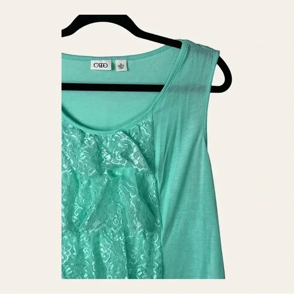 0867. CATO LACE TANK BLOUSE SIZE‎ X-LARGE AQUA IN COLOR LIGHTWEIGHT - Picture 2 of 9